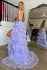 Load image into Gallery viewer, Lilac Corset Ruffled Long Prom Dress with Slit