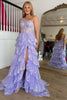 Load image into Gallery viewer, Lilac Corset Ruffled Long Prom Dress with Slit