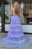 Load image into Gallery viewer, Lilac Corset Ruffled Long Prom Dress with Slit