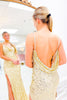 Load image into Gallery viewer, Golden Cowl Neck Sequins Mermaid Long Prom Dress with Slit