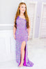 Load image into Gallery viewer, Iridescent Purple One Shoulder Mermaid Long Prom Dress with Slit 