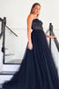 Load image into Gallery viewer, Black A-line Long Prom Dress with Lace_2