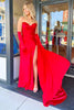 Load image into Gallery viewer, Red Sweetheart Mermaid Satin Long Prom Dress with Slit