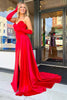 Load image into Gallery viewer, Red Sweetheart Mermaid Satin Long Prom Dress with Slit