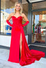 Load image into Gallery viewer, Red Sweetheart Mermaid Satin Long Prom Dress with Slit