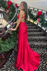 Load image into Gallery viewer, Dark Red Halter Satin Mermaid Long Prom Dress