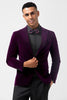 Load image into Gallery viewer, Dark Purple Velvet 2 Pieces Peak Lapel Men&#39;s Prom Suits