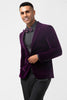 Load image into Gallery viewer, Dark Purple Velvet 2 Pieces Peak Lapel Men&#39;s Prom Suits