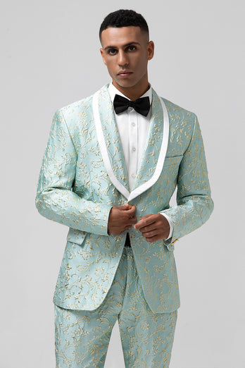 Light Pink Shawl Lapel Jacquard Men's Prom Suits