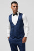 Load image into Gallery viewer, Dark Blue Peak Lapel One Button Jacquard Men&#39;s Wedding Party Suits