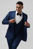 Load image into Gallery viewer, Dark Blue Peak Lapel One Button Jacquard Men&#39;s Wedding Party Suits