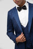 Load image into Gallery viewer, Dark Blue Peak Lapel One Button Jacquard Men&#39;s Wedding Party Suits