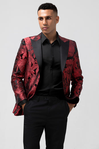 Burgundy 2 Pieces Peak Lapel Flowers Men's Prom Suits