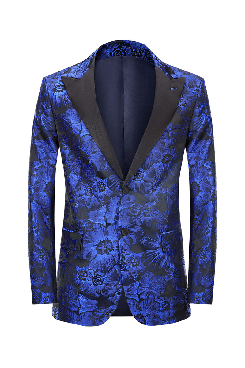 Load image into Gallery viewer, Royal Blue Peak Lapel Jacquard Single Breasted Men&#39;s Prom Suits