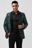 Load image into Gallery viewer, Green Shawl Lapel Jacquard Floral Pattern Men&#39;s Homecoming Blazer