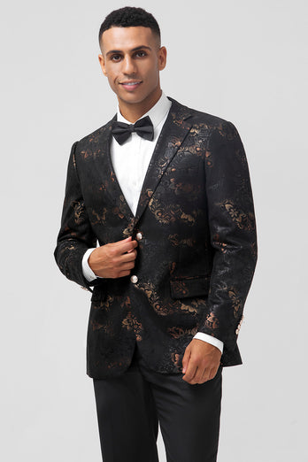 Black Shawl Lapel Jacquard Men's Prom Blazer