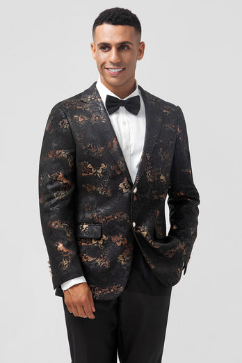 Black Shawl Lapel Jacquard Men's Prom Blazer