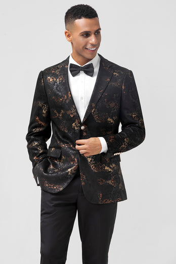 Black Shawl Lapel Jacquard Men's Prom Blazer