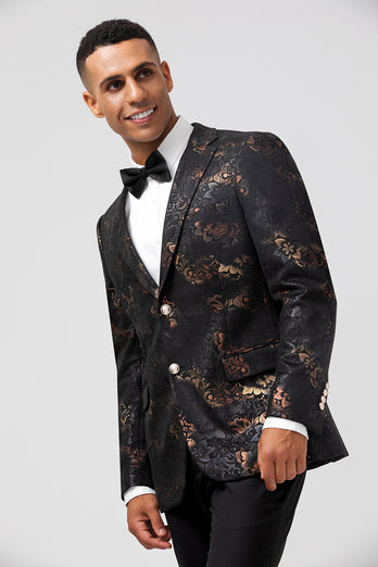 Black Shawl Lapel Jacquard Men's Prom Blazer