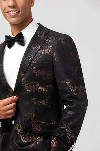 Black Shawl Lapel Jacquard Men's Prom Blazer