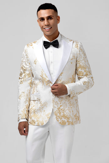 Champagne Peak Lapel Sequins Men's Prom Suits