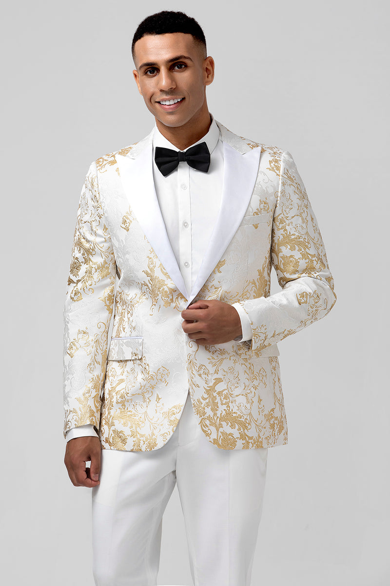 Load image into Gallery viewer, Champagne Peak Lapel Sequins Men&#39;s Prom Suits