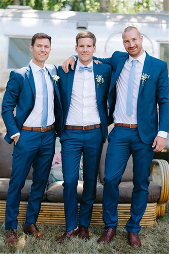 Navy 2 Piece Notched Lapel Groom Suits