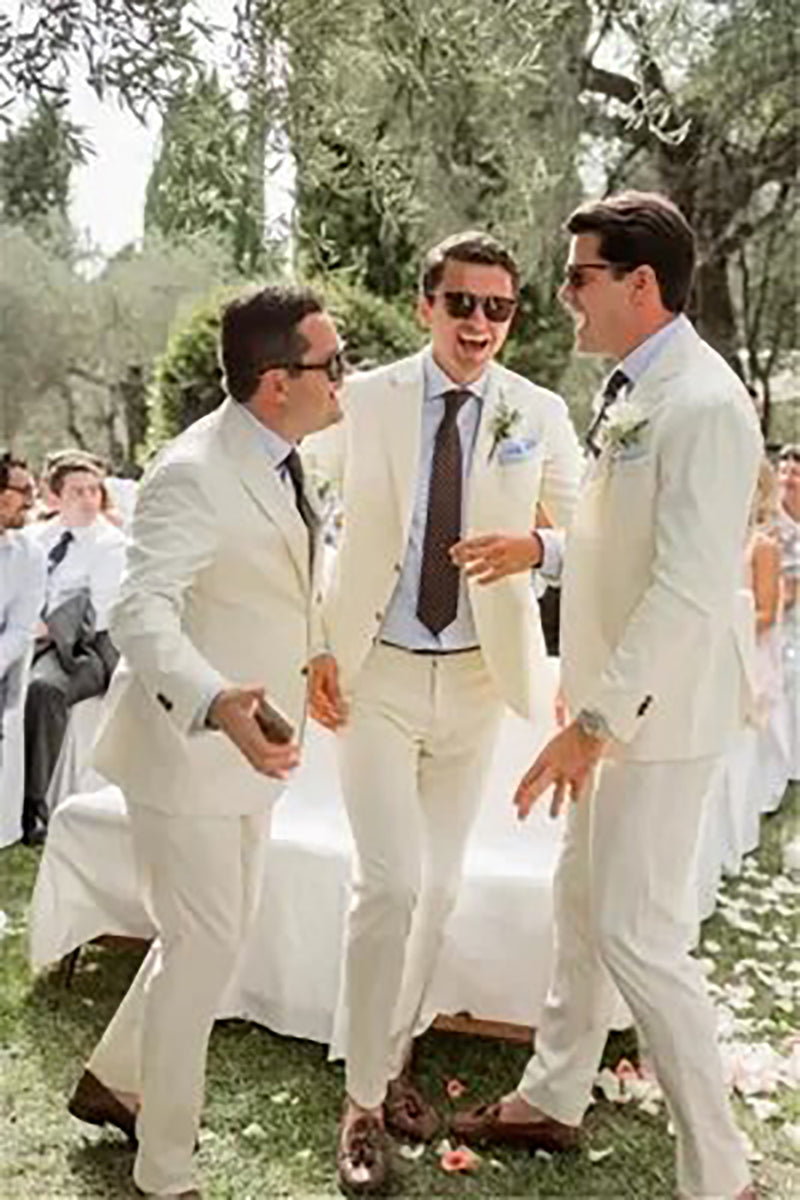 Load image into Gallery viewer, Ivory 2 Piece Notched Lapel Single-Breasted Groom Suits