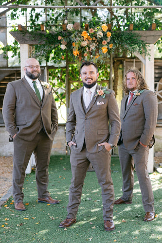 Notched Lapel Grey Tweed Men's Wedding Party Suits