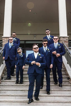 Notched Lapel Navy Men's Wedding Party Suits