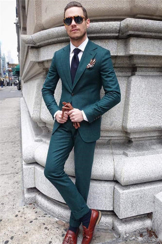 Dark Green 2 Pieces Notched Lapel Men's Prom Suits