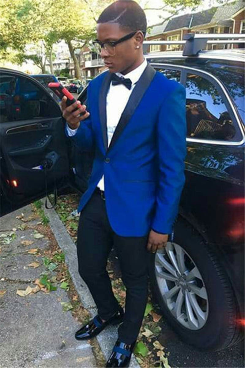 Load image into Gallery viewer, Royal Blue Shawl Lapel 2 Pieces Men&#39;s Prom Suits
