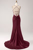 Load image into Gallery viewer, Blush Mermaid Spaghetti Straps Lace-Up Satin Long Prom Dress