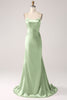 Load image into Gallery viewer, Dark Green Mermaid Spaghetti Straps Lace-Up Satin Long Prom Dress