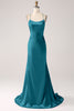 Load image into Gallery viewer, Dark Green Mermaid Spaghetti Straps Lace-Up Satin Long Prom Dress