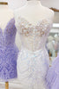 Load image into Gallery viewer, Sparkly Blue Tight Sequined Appliques Corset Short Prom Dress