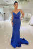 Load image into Gallery viewer, Sparkly Royal Blue Mermaid Long Prom Dress With Sequins