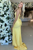 Load image into Gallery viewer, Yellow Mermaid Long Corset Beaded Prom Dress With Slit