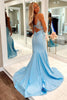 Load image into Gallery viewer, Light Blue Mermaid Long Prom Dress With Appliques