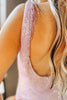 Load image into Gallery viewer, Sparkly Cut Out Sequins Blush Prom Dress with Beading