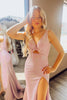 Load image into Gallery viewer, Sparkly Cut Out Sequins Blush Prom Dress with Beading