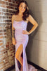 Load image into Gallery viewer, Sparkly Lilac Mermaid Long Prom Dress With Slit