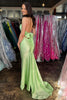 Load image into Gallery viewer, Mermaid Halter Green Long Prom Dress