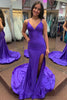 Load image into Gallery viewer, Mermaid Lace-Up Back Purple Prom Dress with Slit