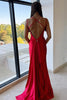 Load image into Gallery viewer, Satin Red Corset Prom Dress with Slit