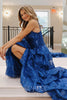 Load image into Gallery viewer, Royal Blue Sequins Tiered Prom Dress with Slit