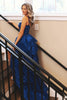 Load image into Gallery viewer, Royal Blue Sequins Tiered Prom Dress with Slit