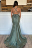 Load image into Gallery viewer, Satin Mermaid Grey Green Prom Dress