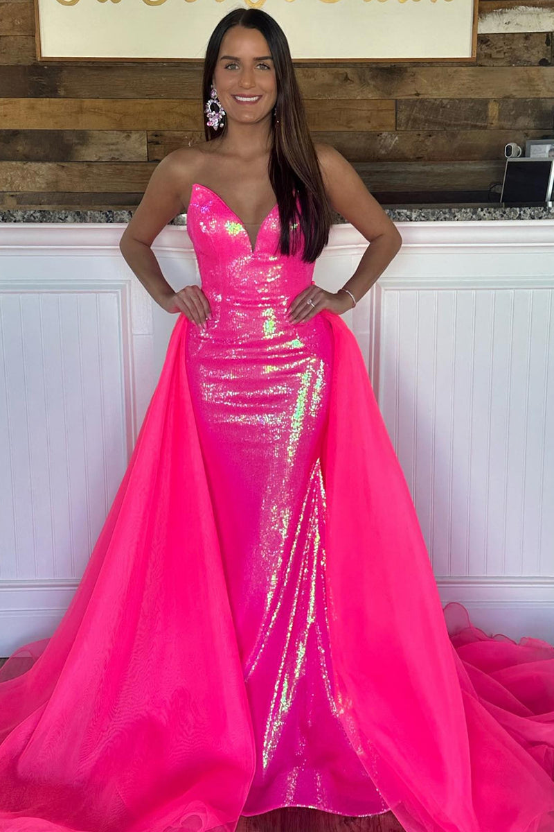 Load image into Gallery viewer, Sparkly Fuchsia Mermaid Long Prom Dress