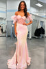 Load image into Gallery viewer, Sparkly Mermaid Sweetheart Blush Corset Prom Dress with Feathers